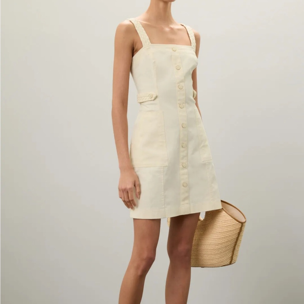 Derek Lam Cream Button-Front Mini Dress